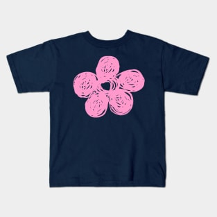 Chalkboard Pink Flower Doodle Kids T-Shirt